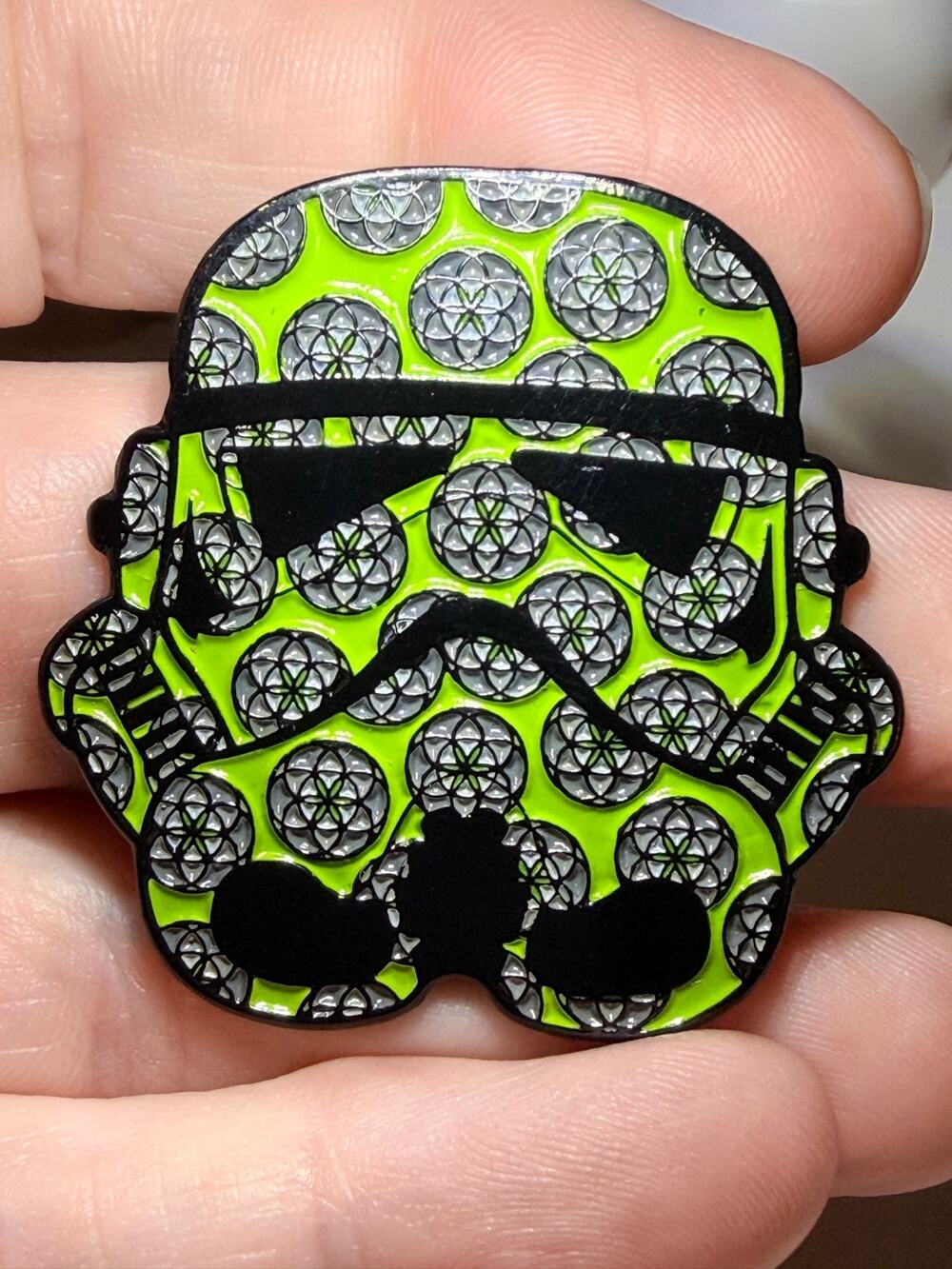 Roots Rock Rage Stormtrooper Flower of Life Green Enamel Lapel Hat Pin